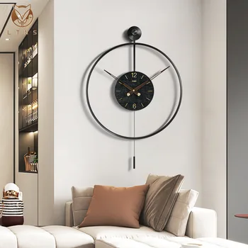 50x50cm הקיר בסלון שעון מינימליסטי עגולה שעונים אמנות קישוט קיר הבית תלוי שעון מודרני ברזל שקט קיר שעון